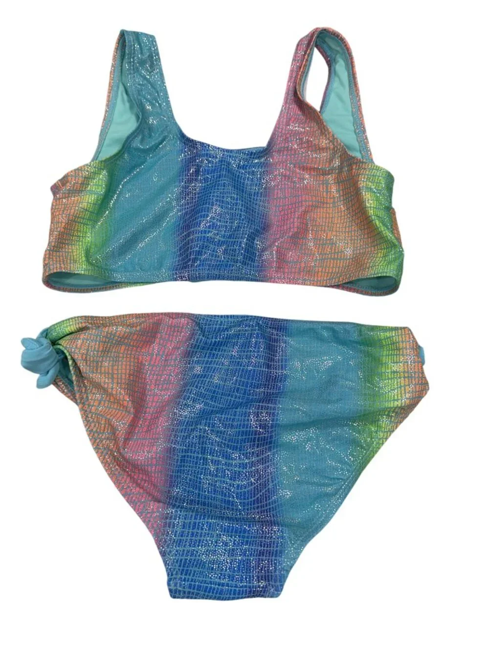 Limited Too Girls Rainbow Glitter Two-Piece Swimsuit Size 10/12